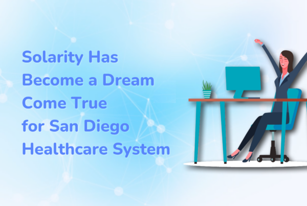 Blue image with blog title San Diego Healthcare system